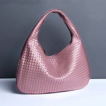 Textured Woven Shoulder Bag – Minimalist Soft Hobo Style in Vegan Leather