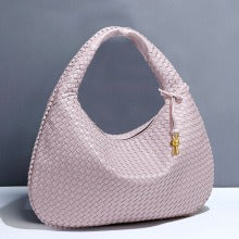 Textured Woven Shoulder Bag – Minimalist Soft Hobo Style in Vegan Leather