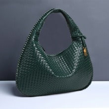 Textured Woven Shoulder Bag – Minimalist Soft Hobo Style in Vegan Leather