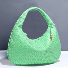Textured Woven Shoulder Bag – Minimalist Soft Hobo Style in Vegan Leather