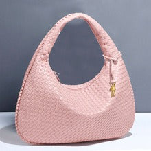 Textured Woven Shoulder Bag – Minimalist Soft Hobo Style in Vegan Leather