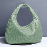Textured Woven Shoulder Bag – Minimalist Soft Hobo Style in Vegan Leather