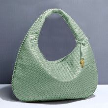 Textured Woven Shoulder Bag – Minimalist Soft Hobo Style in Vegan Leather