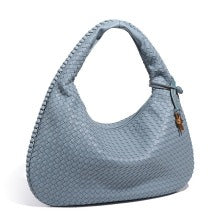 Textured Woven Shoulder Bag – Minimalist Soft Hobo Style in Vegan Leather