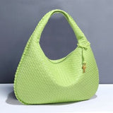 Textured Woven Shoulder Bag – Minimalist Soft Hobo Style in Vegan Leather