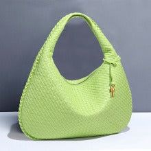 Textured Woven Shoulder Bag – Minimalist Soft Hobo Style in Vegan Leather