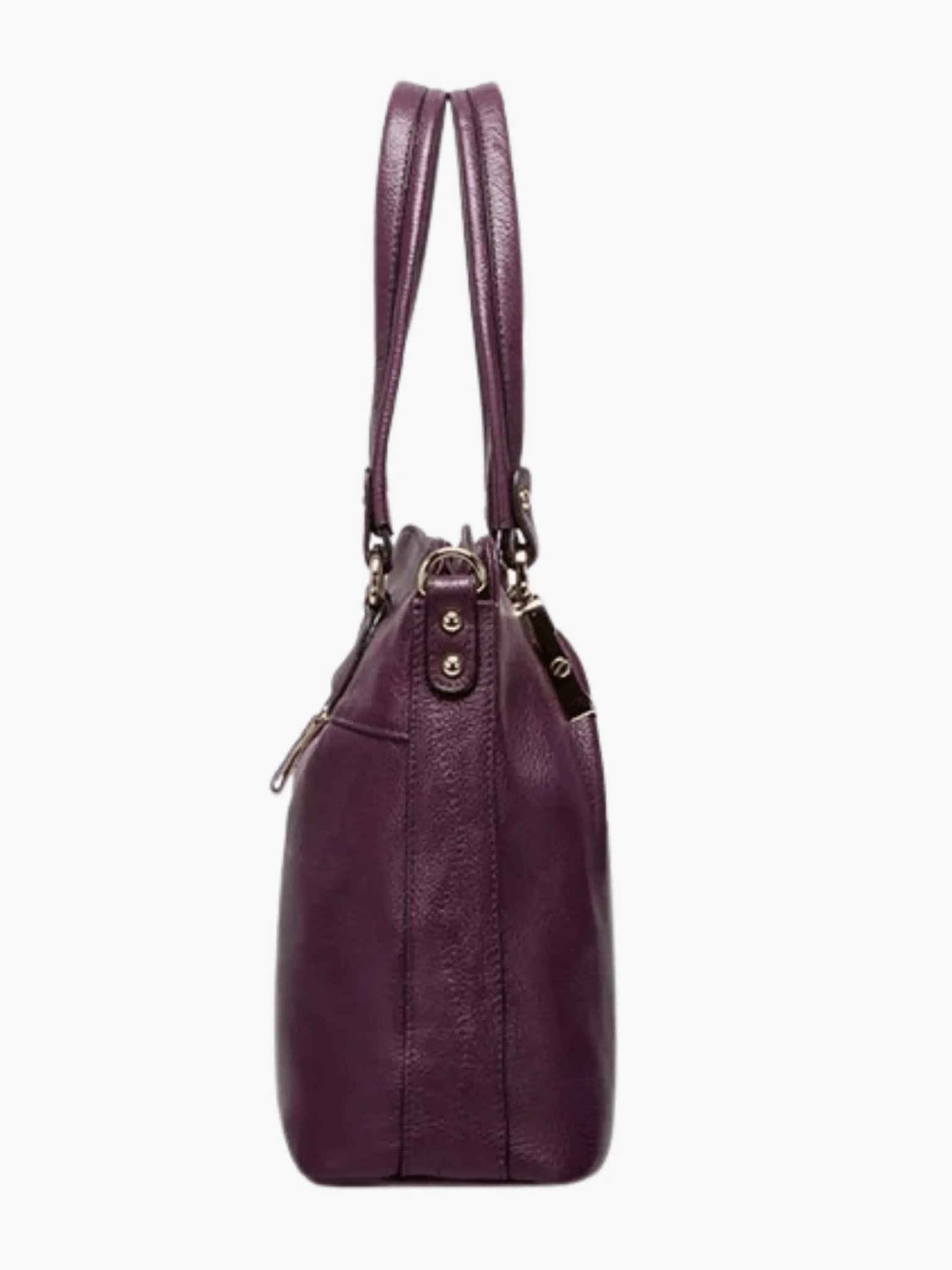 Isabella | Classic Plum Leather Tote Bag Aurora-Bags