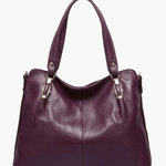 Isabella | Classic Plum Leather Tote Bag Aurora-Bags