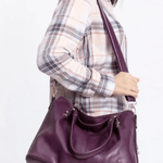 Isabella | Classic Plum Leather Tote Bag Aurora-Bags