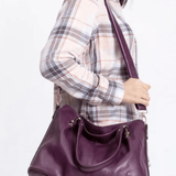 Isabella | Classic Plum Leather Tote Bag Aurora-Bags