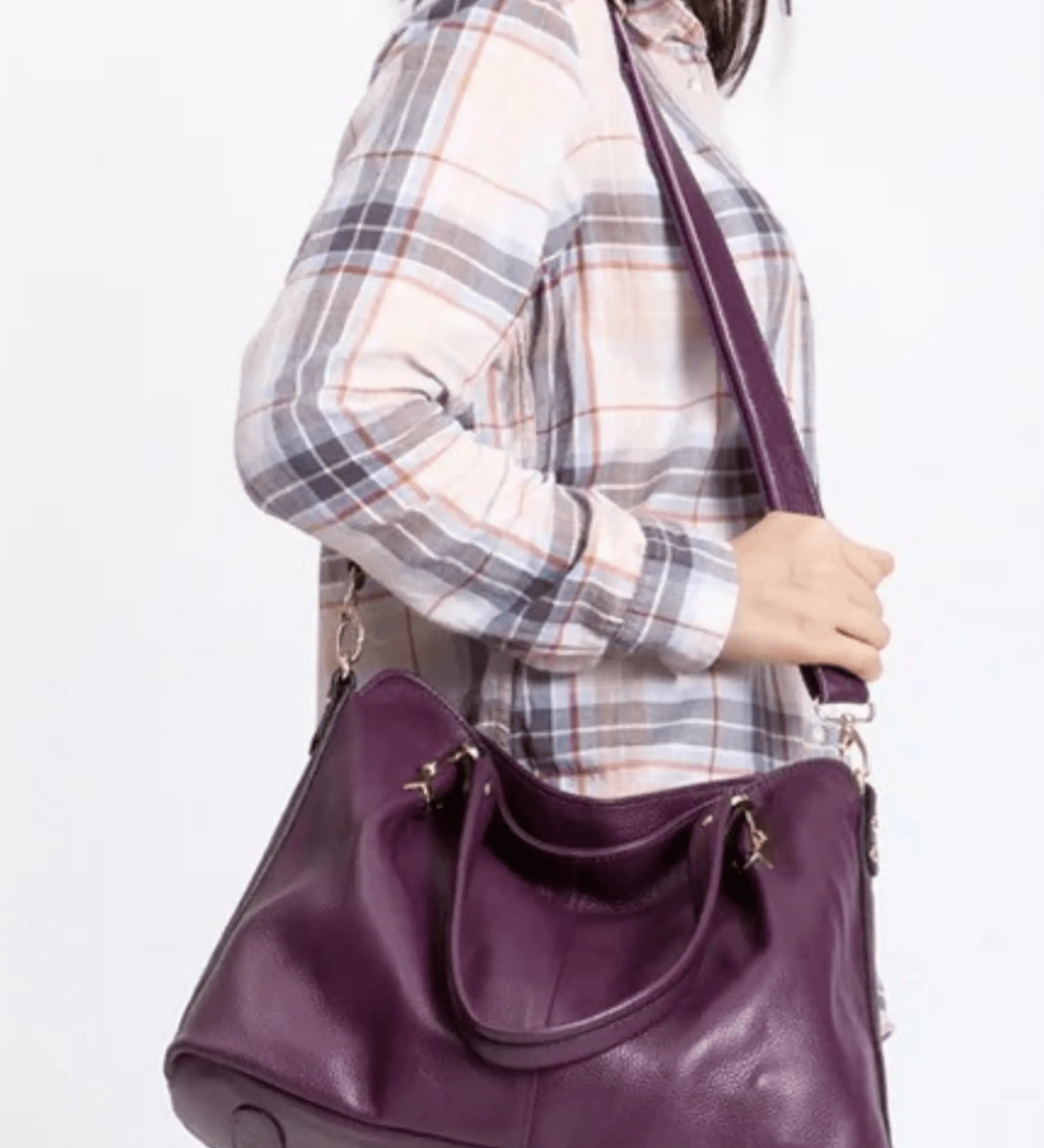 Isabella | Classic Plum Leather Tote Bag Aurora-Bags