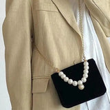 Isabella | Elegant Pearl-Handled Suede Clutch Aurora-Bags