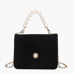 Isabella | Elegant Pearl-Handled Suede Clutch Aurora-Bags