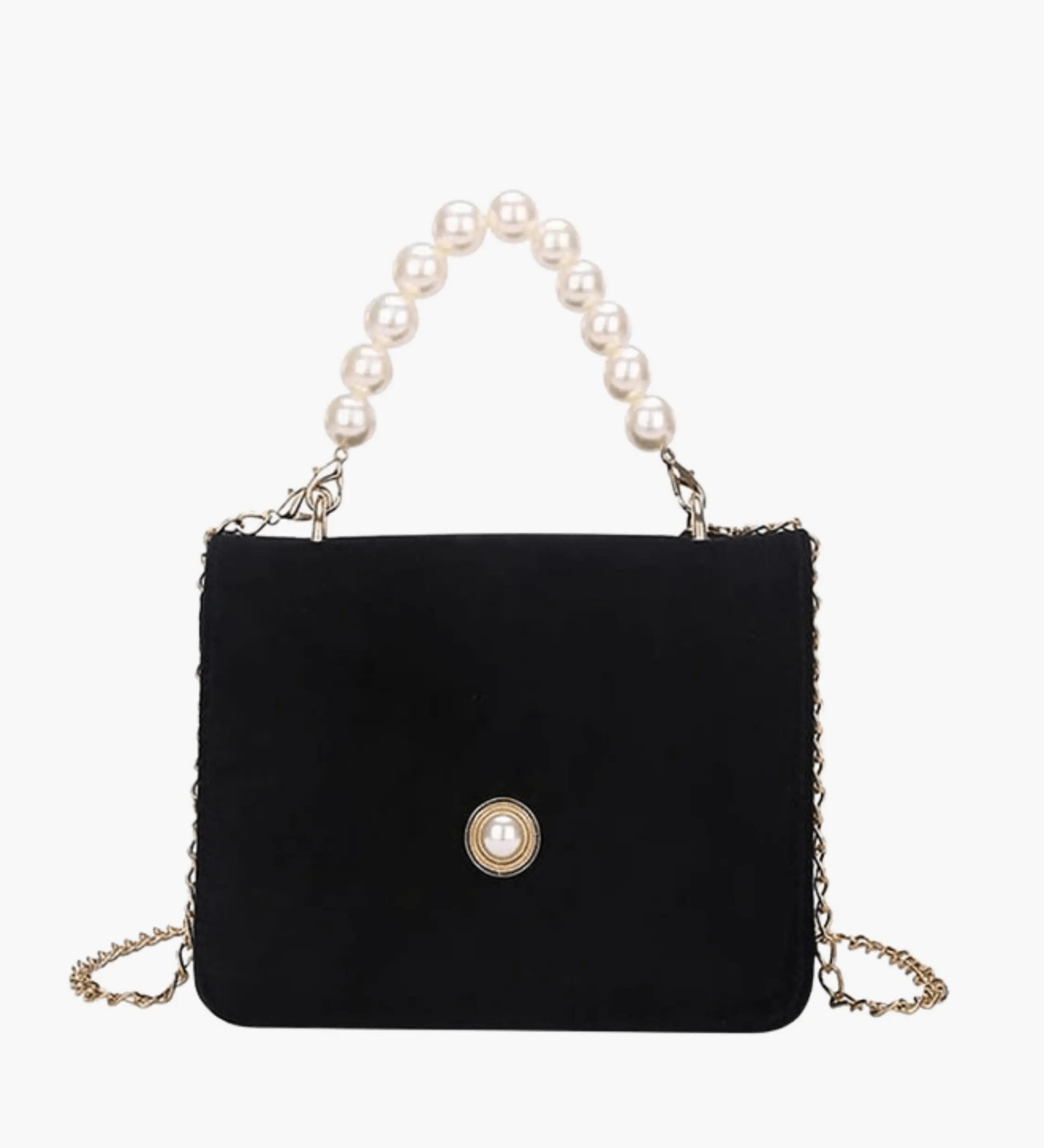 Isabella | Elegant Pearl-Handled Suede Clutch Aurora-Bags