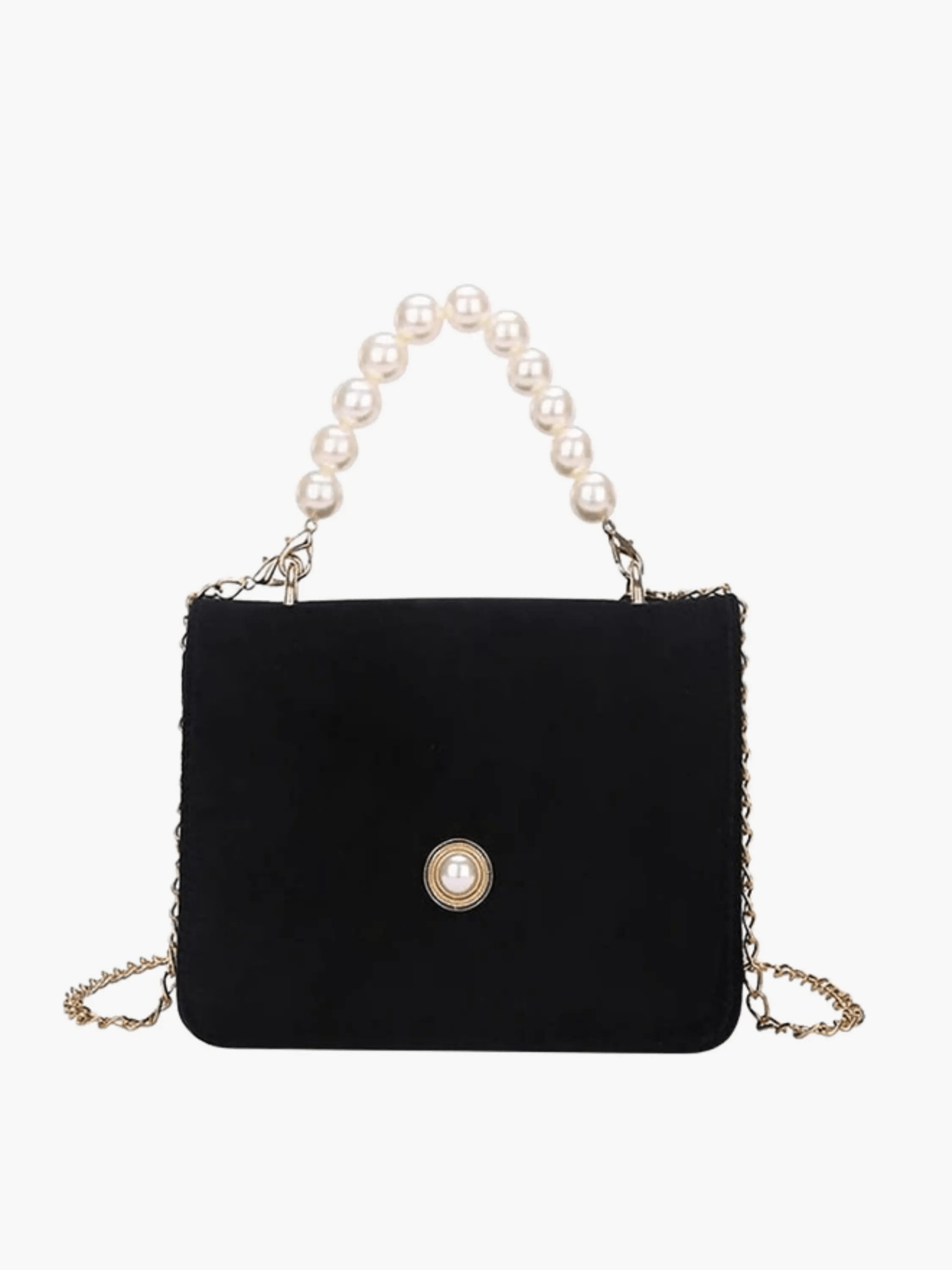 Isabella | Elegant Pearl-Handled Suede Clutch Aurora-Bags