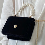 Isabella | Elegant Pearl-Handled Suede Clutch Aurora-Bags