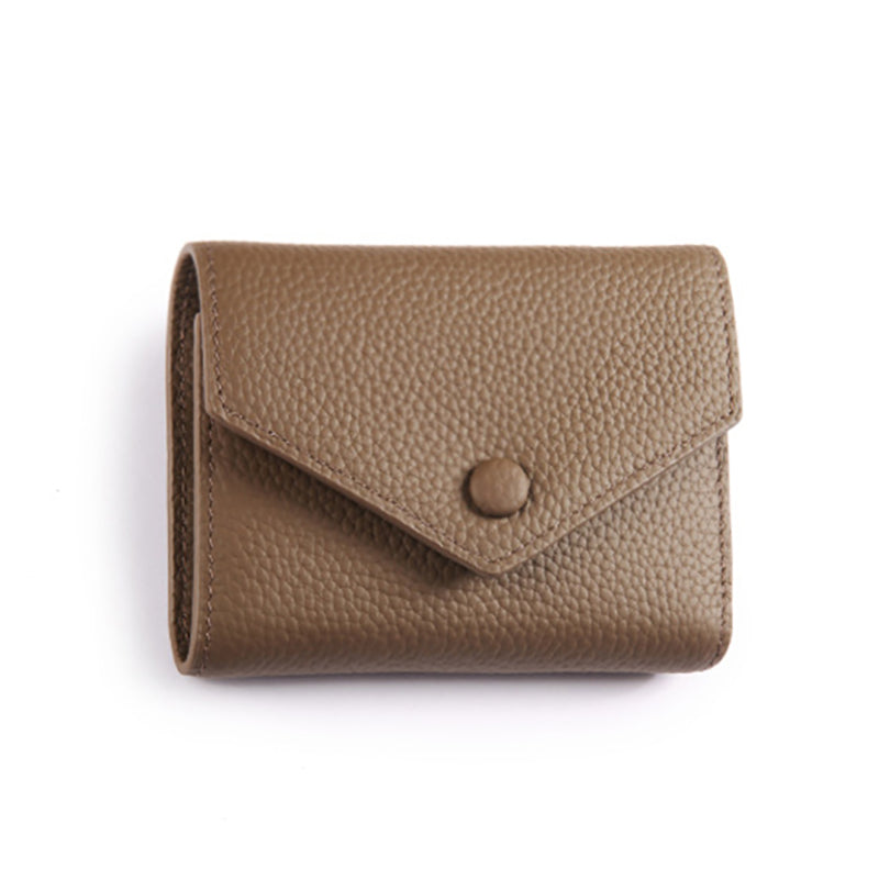 Emma | Orange Pebbled Leather Mini Wallet – Chic & Compact