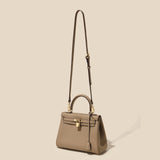 Mireza | Taupe Textured Leather Handbag – Elegant & Versatile