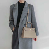 Mireza | Taupe Textured Leather Handbag – Elegant & Versatile