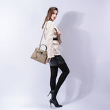 Mireza | Taupe Textured Leather Handbag – Elegant & Versatile