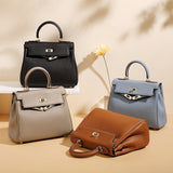 Mireza | Taupe Textured Leather Handbag – Elegant & Versatile