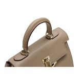 Mireza | Taupe Textured Leather Handbag – Elegant & Versatile