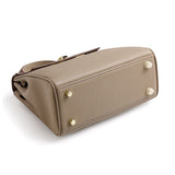 Mireza | Taupe Textured Leather Handbag – Elegant & Versatile