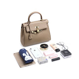 Mireza | Taupe Textured Leather Handbag – Elegant & Versatile