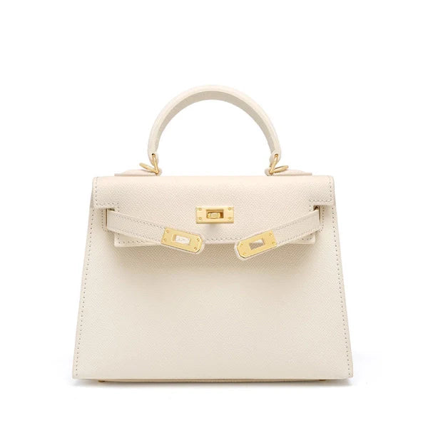 Cindy Leather Top Handle Satchel Bag – Classic Flap Crossbody Handbag for Women