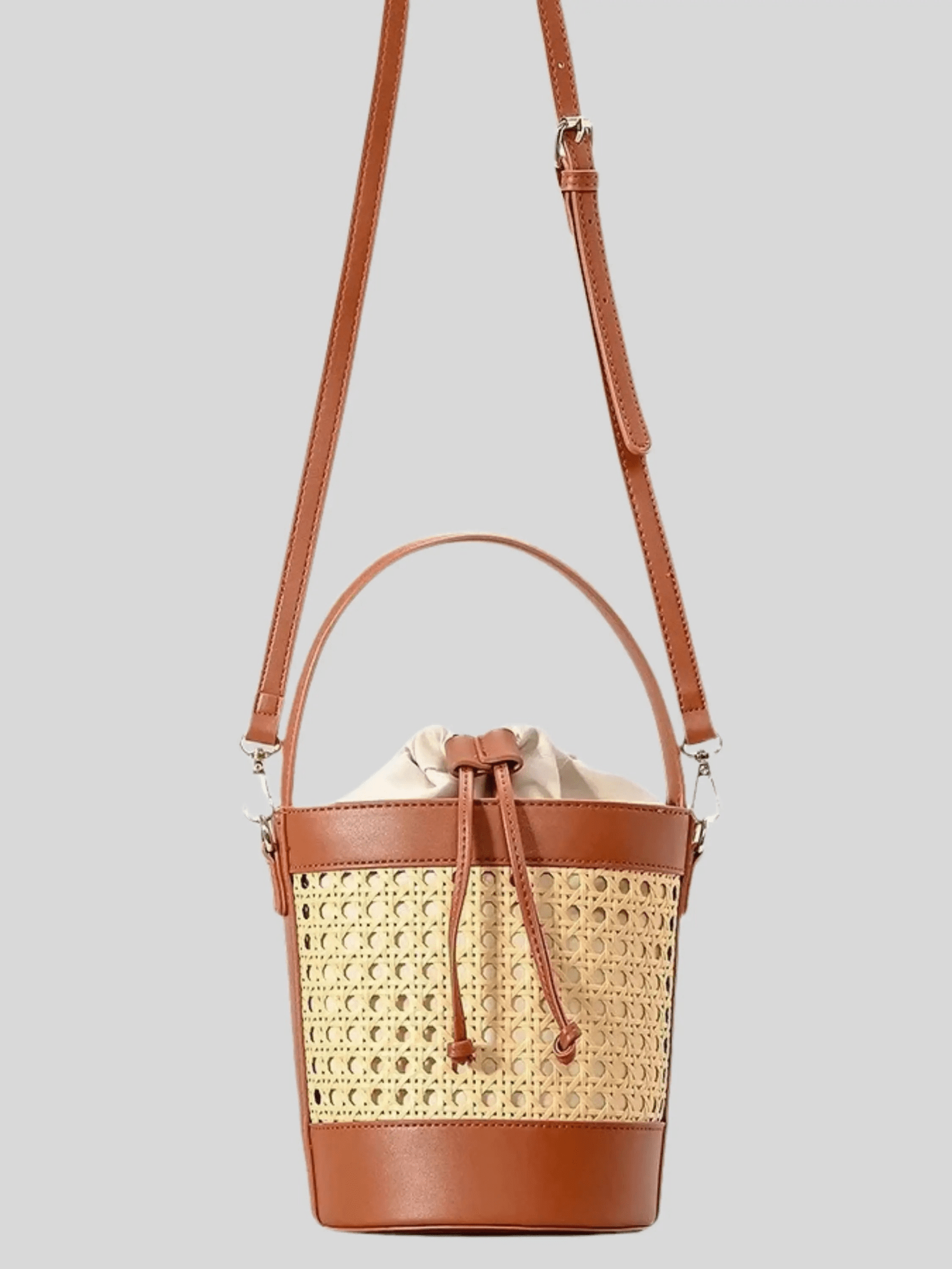 Lila | Woven Bucket Bag with Drawstring Pouch Aurora-Bags