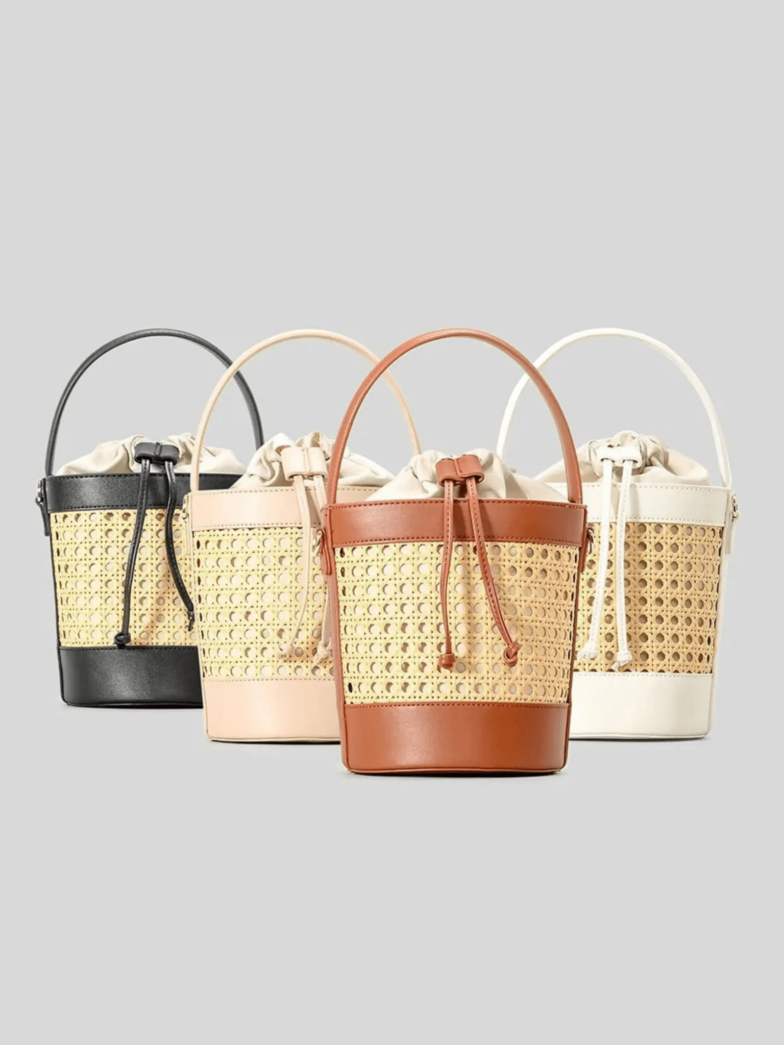 Lila | Woven Bucket Bag with Drawstring Pouch Aurora-Bags