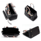 Isla | Black Structured Handbag with Scarf – Timeless & Chic