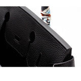 Isla | Black Structured Handbag with Scarf – Timeless & Chic