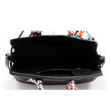 Isla | Black Structured Handbag with Scarf – Timeless & Chic
