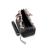 Isla | Black Structured Handbag with Scarf – Timeless & Chic