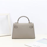 Aurora Signature Mini Leather Handbag – Women's Structured Top Handle Bag