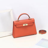 Aurora Signature Mini Leather Handbag – Women's Structured Top Handle Bag