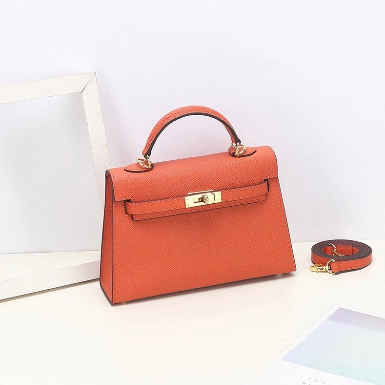 Aurora Signature Mini Leather Handbag – Women's Structured Top Handle Bag