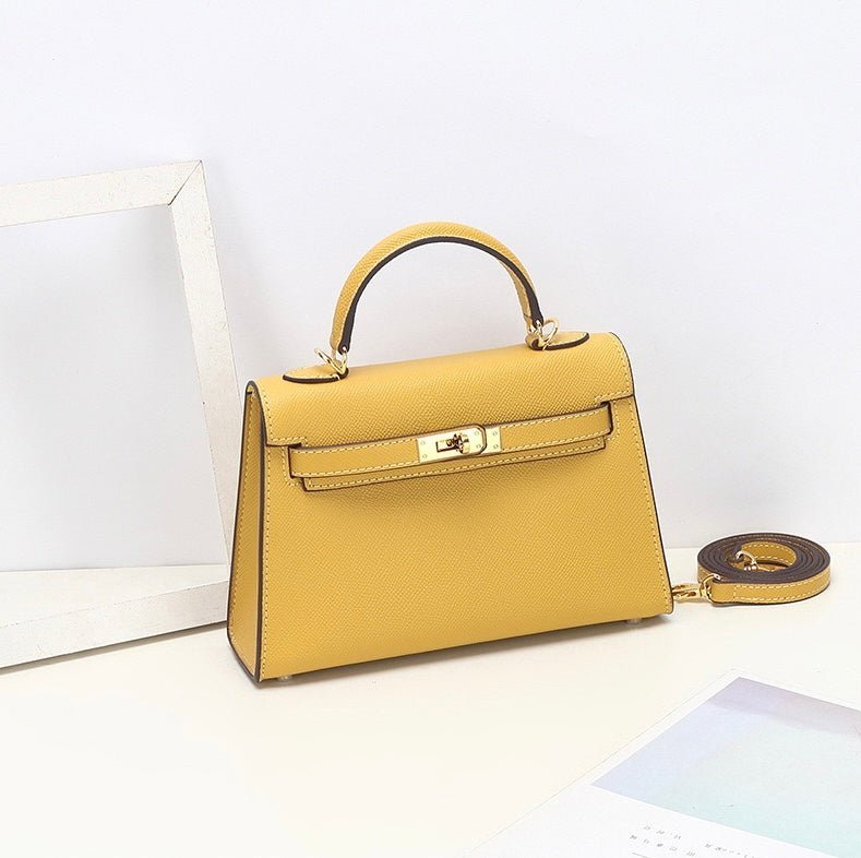 Aurora Signature Mini Leather Handbag – Women's Structured Top Handle Bag