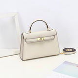 Aurora Signature Mini Leather Handbag – Women's Structured Top Handle Bag