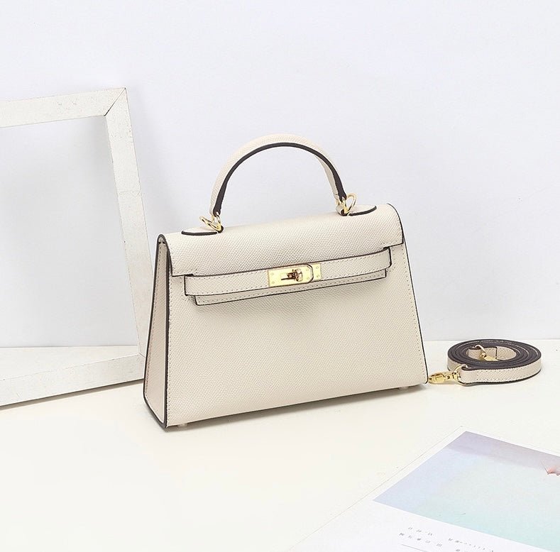 Aurora Signature Mini Leather Handbag – Women's Structured Top Handle Bag