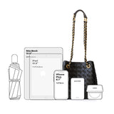 Sorelle | Black Woven Leather Chain Tote – Bold & Elegant