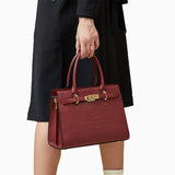 Luxury Black Croc-Embossed Leather Handbag – Elegant Designer Tote for Women