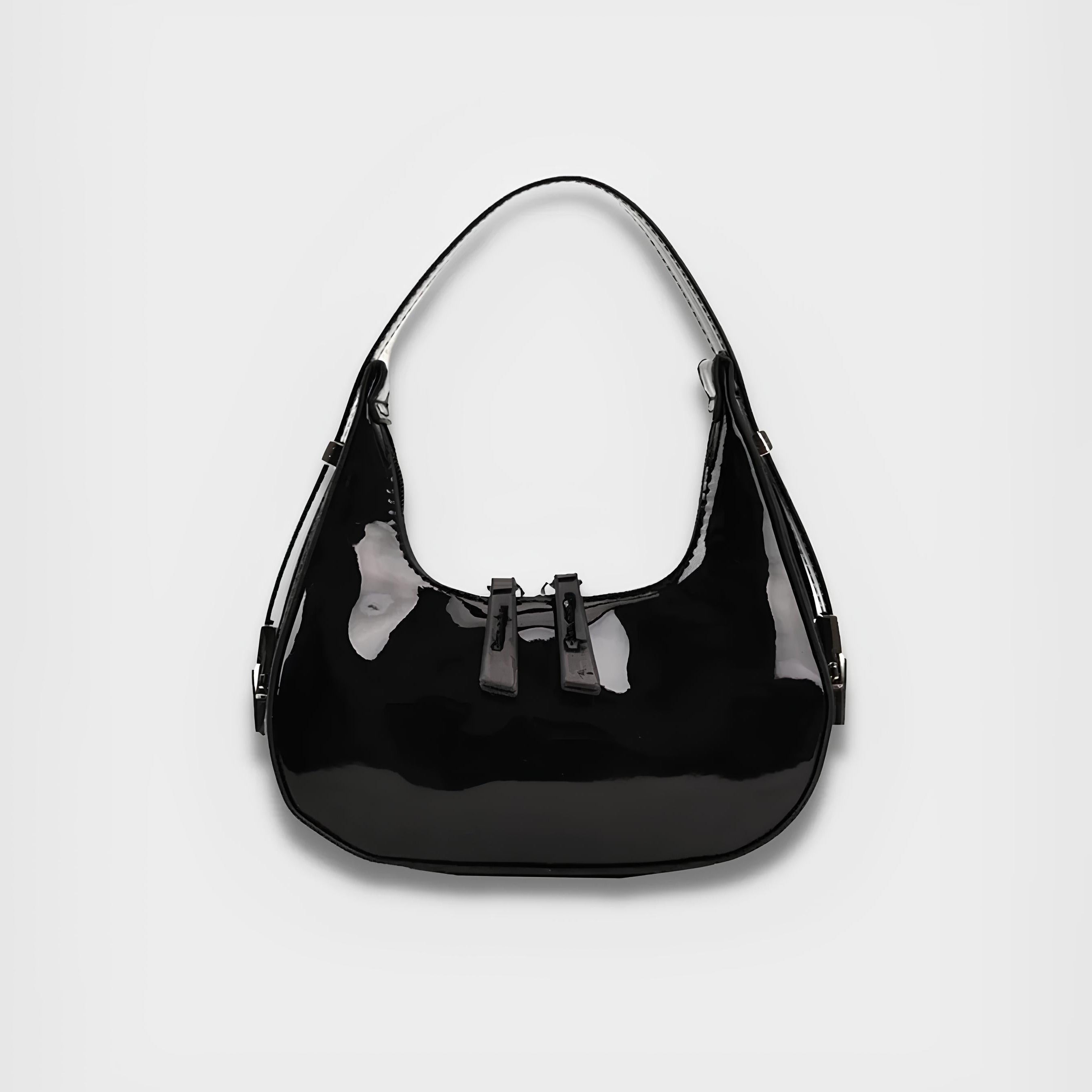 Lumi | Patent Leather Mini Hobo Bag – Glossy Finish & Curved Silhouette