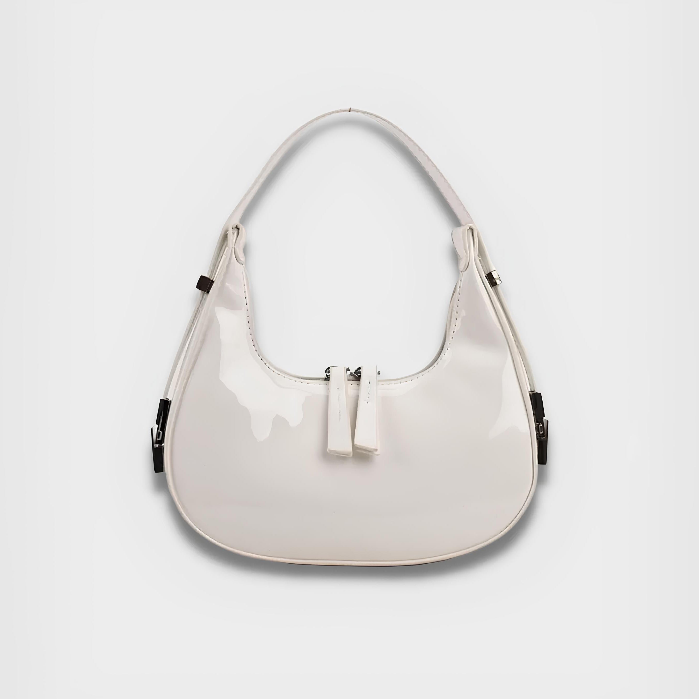 Lumi | Patent Leather Mini Hobo Bag – Glossy Finish & Curved Silhouette