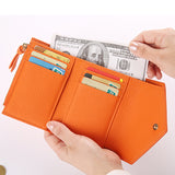 Emma | Orange Pebbled Leather Mini Wallet – Chic & Compact