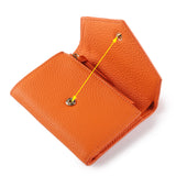 Emma | Orange Pebbled Leather Mini Wallet – Chic & Compact