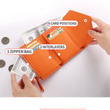 Emma | Orange Pebbled Leather Mini Wallet – Chic & Compact