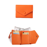 Emma | Orange Pebbled Leather Mini Wallet – Chic & Compact