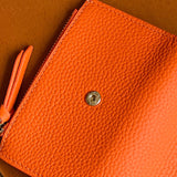 Emma | Orange Pebbled Leather Mini Wallet – Chic & Compact